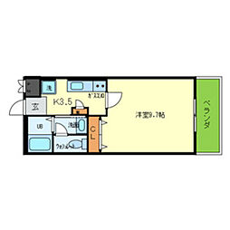 阪急京都本線 淡路駅 徒歩3分の賃貸マンション 3階1Kの間取り
