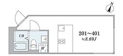 trias413 1Kの間取図画像