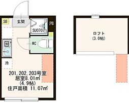 コンフォール板橋 ワンルームの間取図画像