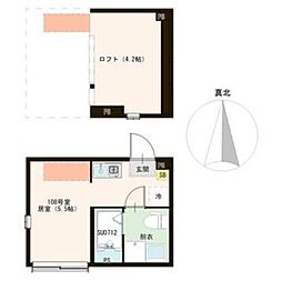 西武新宿線 都立家政駅 徒歩9分の賃貸アパート 1階ワンルームの間取り