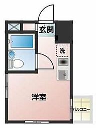ベルハウス栗原 ワンルームの間取図画像