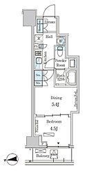 PARKAXIS三番町 1DKの間取図画像