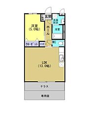 サニーヒルズ坂元 1LDKの間取図画像