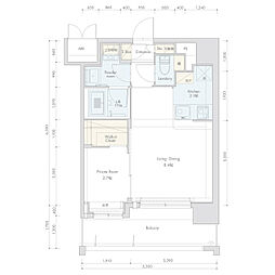ネストピア唐人町駅前 1LDKの間取図画像