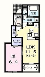 ホワイトキャッスル友 1LDKの間取図画像