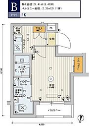 SKYCOURT渋谷北参道 1Kの間取図画像