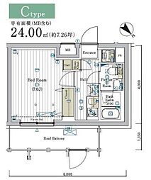 MAXIV CROS川口元郷 1Kの間取図画像