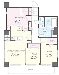 GARDEN COURT A 高島平 1階2SLDKの間取り