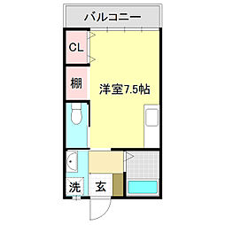 フジハイツ ワンルームの間取図画像