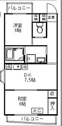 ヴィラ・峯 2DKの間取図画像