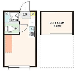 ハーモニーテラス東十条II 2階ワンルームの間取り