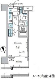 ParkAxis浅草・田原町 1Kの間取図画像