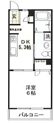 フレイル 2階1DKの間取り