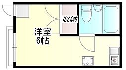 メゾンデボナール 1階ワンルームの間取り