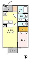 レセンテシード 1LDKの間取図画像