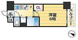 プレサンス三宮ルミネス 5階1Kの間取り
