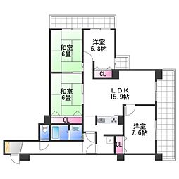 ヒュース泉佐野 4LDKの間取図画像