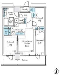 パークシティ中野ザタワーエアーズ 3LDKの間取図画像