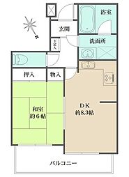 板橋本町グリーンパーク 1DKの間取図画像