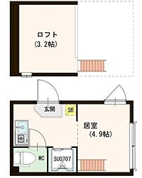 アクア 1階ワンルームの間取り