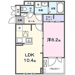 メゾンボヌール 1LDKの間取図画像