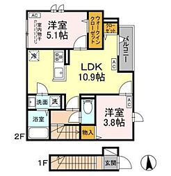 グラナーデ大和町 2LDKの間取図画像