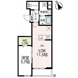 パレス・ヒル 1LDKの間取図画像