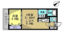 HD南柏 1LDKの間取図画像