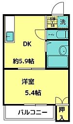 第一山田ビル 1DKの間取図画像
