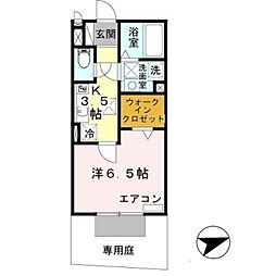 JR紀勢本線 宮前駅 徒歩20分の賃貸アパート 1階1Kの間取り
