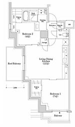 ザ・パークハビオSOHO市谷左内町 2LDKの間取図画像