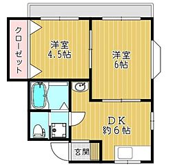 コジマハイツ 2階2DKの間取り