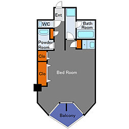 恵比寿アーバンハウス 2階ワンルームの間取り