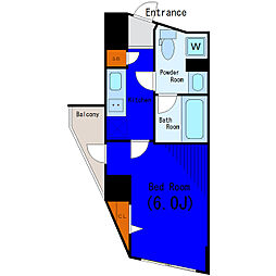 京急本線 大森海岸駅 徒歩5分の賃貸マンション 3階1Kの間取り