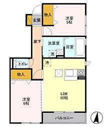 フォレステージE 2LDKの間取図画像