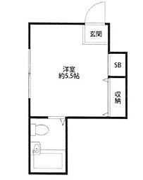 アリスマリオン ワンルームの間取図画像