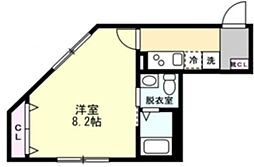 グラシア長津田 1階ワンルームの間取り