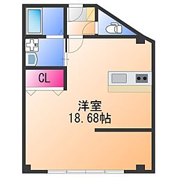 ヱースビル ワンルームの間取図画像