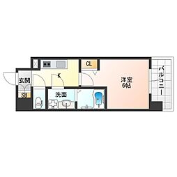 JR大阪環状線 野田駅 徒歩5分の賃貸マンション 2階1Kの間取り