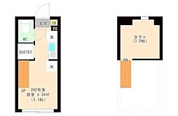 エスペランサ 平井 2階ワンルームの間取り