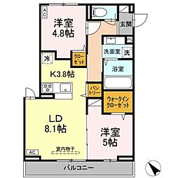 エリオント共和 2LDKの間取図画像