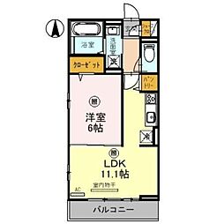エースハイム 1LDKの間取図画像