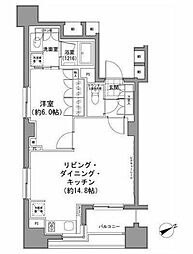 パークハビオ八丁堀 1LDKの間取図画像