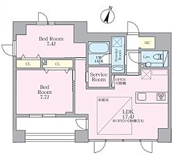 セレーネ御殿山 2階2SLDKの間取り