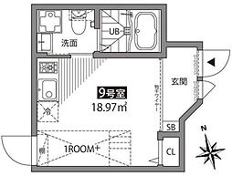 GRANDEGGS上野毛 ワンルームの間取図画像