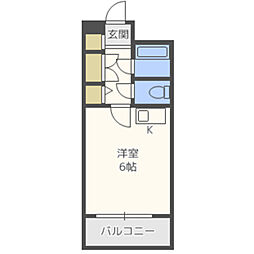 アルテハイム大野城 1Kの間取図画像