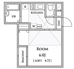 メゾンフラワー西新宿 4階1Kの間取り