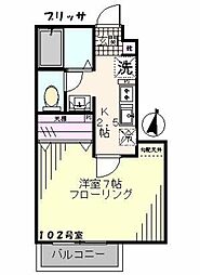 ブリッサ 1Kの間取図画像