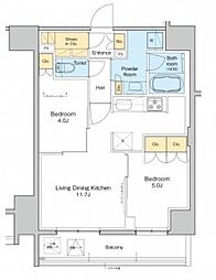 プラウドフラット日暮里 2LDKの間取図画像
