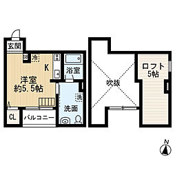 Tierra長瀬sta 1Kの間取図画像